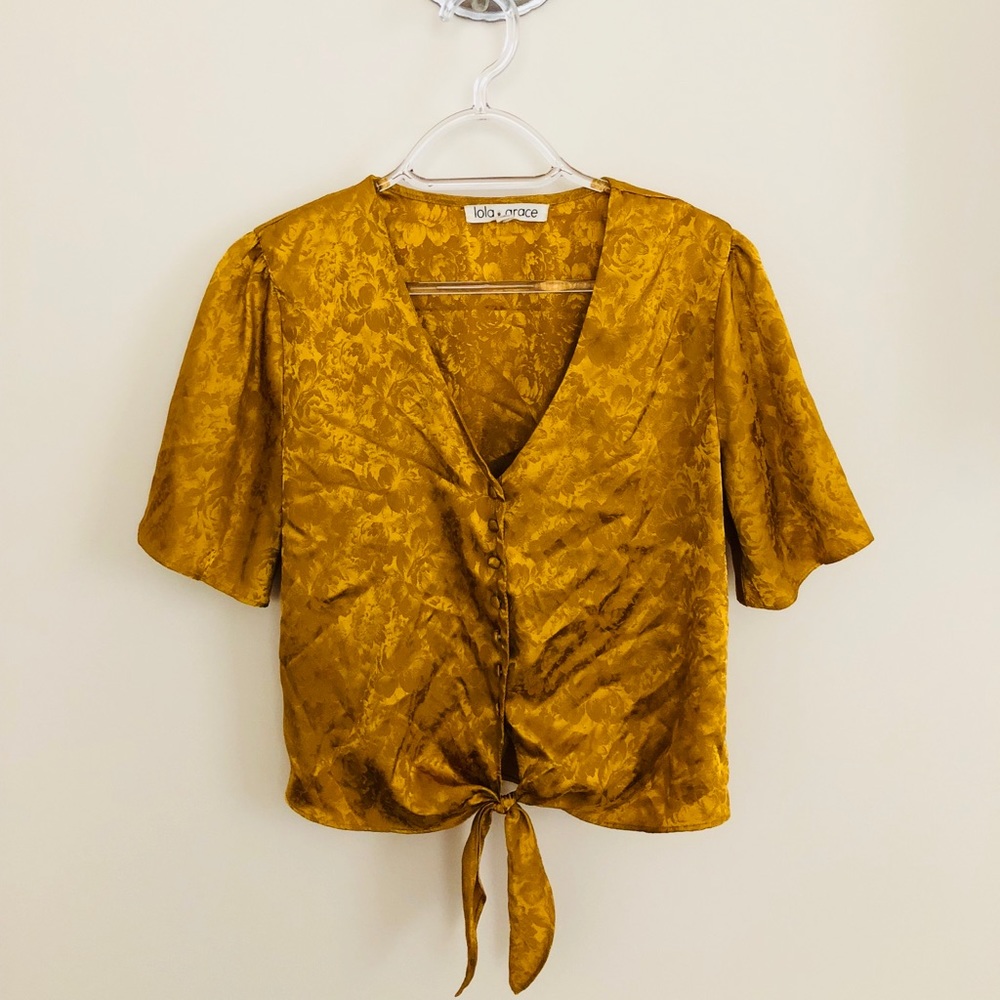 Silky Mustard Tie Top